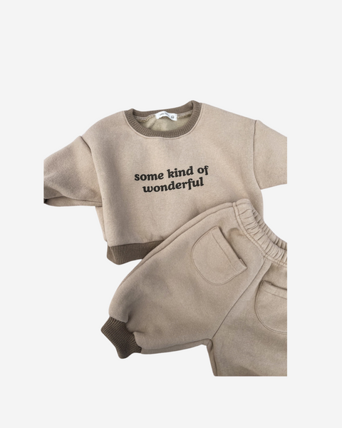 Beige Slogan Baby Tracksuit