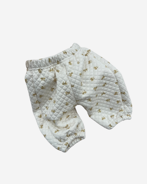 Quilted Oversized Pants - Gold Bow