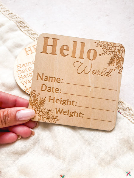 Hello World Floral - Wooden Plaque