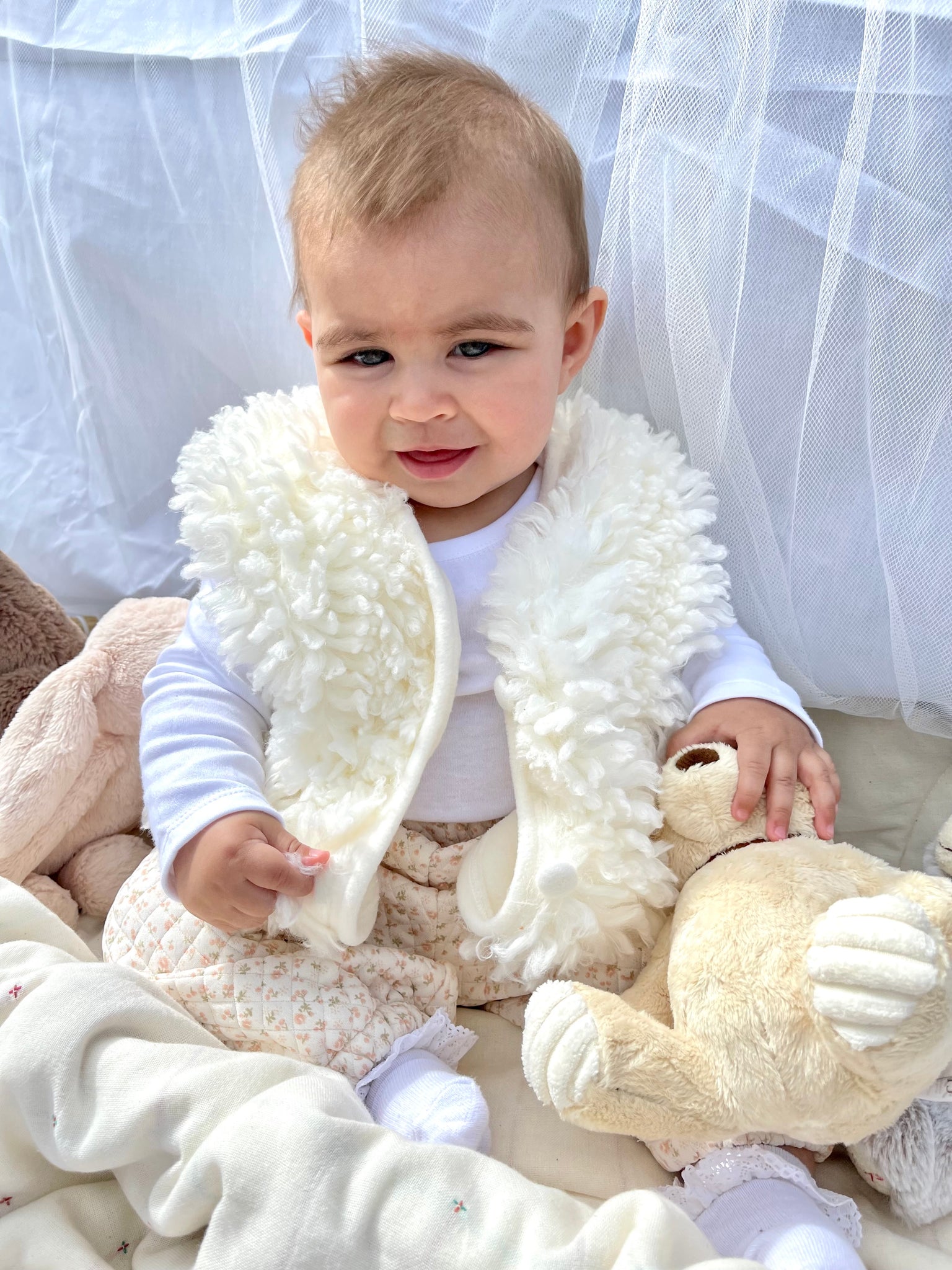 Cream Fluffy Gilet.