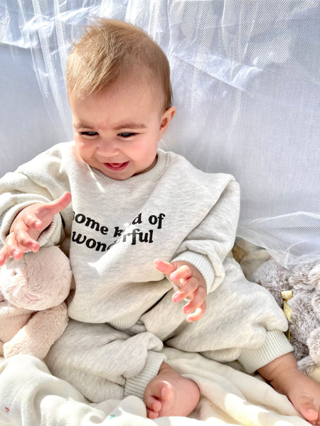 Grey Slogan Baby Tracksuit