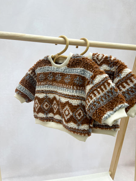 Fluffy Brown Nordic Jumper.