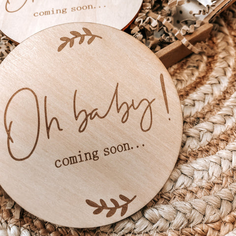 OH BABY. Announcement Wooden Plaque.